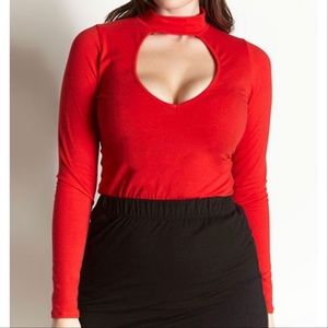 *2 FOR $15* Rebdolls “Stitched Up” Long Sleeve Keyhole Sweater